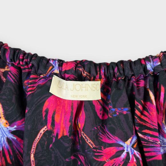 Ulla Johnson Cecile Floral-Print Puff Sleeve Midi Dress in Zinnia Red Size 4 - Picture 4 of 9